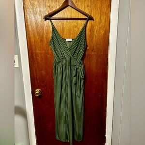 Kaileigh Green Striped Jumpsuit